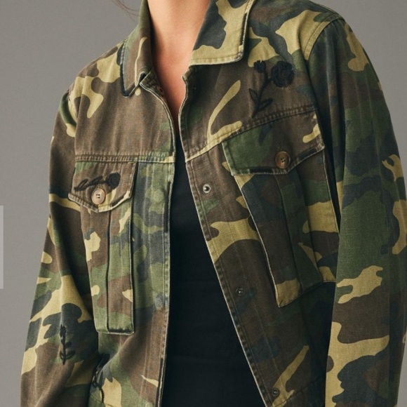 DOLAN/Anthropologie Embroidered Camo Utility Jacket - NWT - Sz. L - Picture 2 of 10